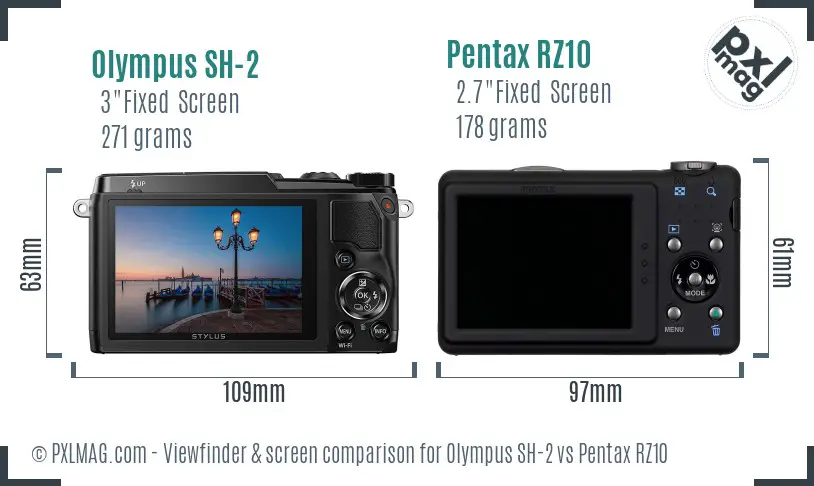 Olympus SH-2 vs Pentax RZ10 Screen and Viewfinder comparison