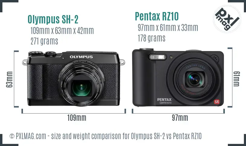 Olympus SH-2 vs Pentax RZ10 size comparison