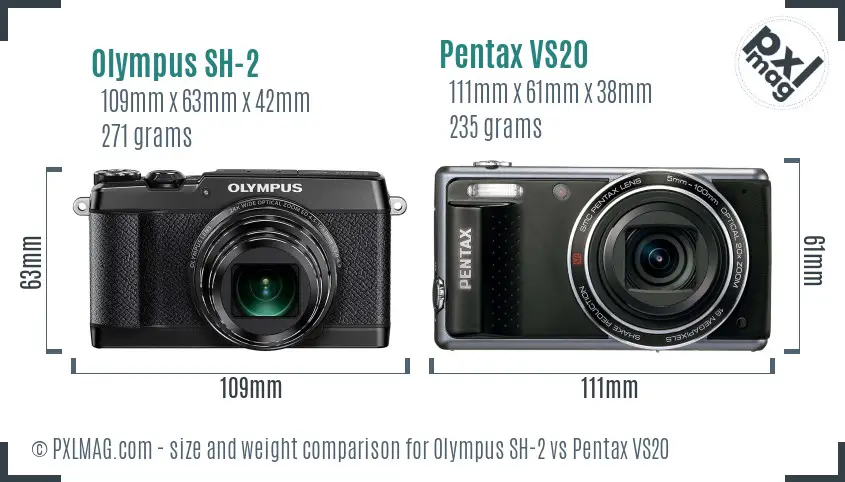Olympus SH-2 vs Pentax VS20 size comparison