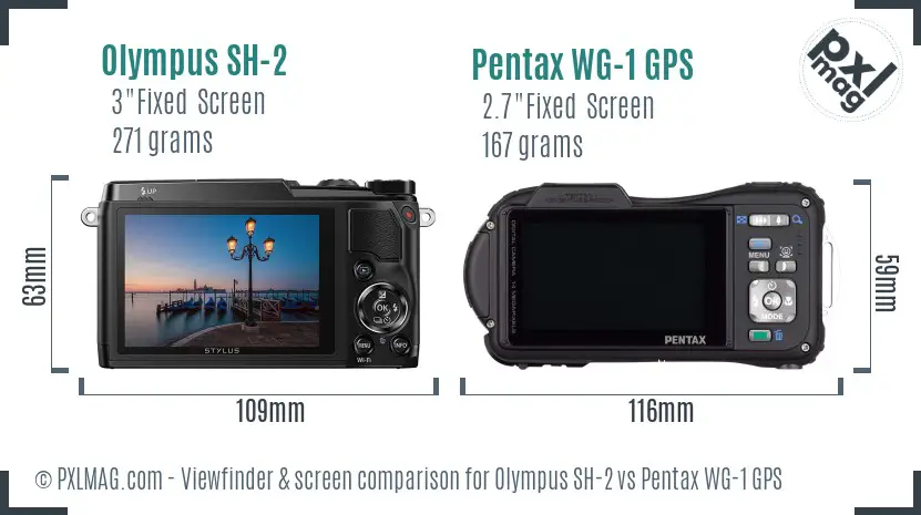 Olympus SH-2 vs Pentax WG-1 GPS Screen and Viewfinder comparison