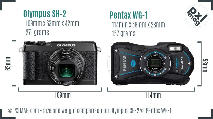Olympus SH-2 vs Pentax WG-1 size comparison