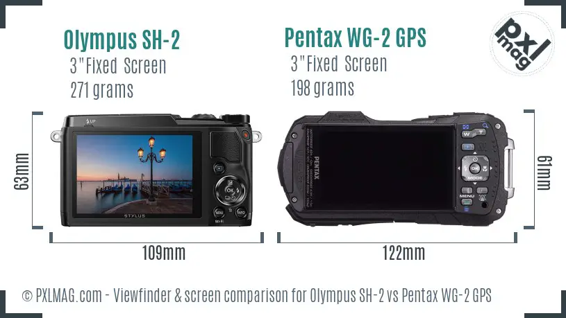 Olympus SH-2 vs Pentax WG-2 GPS Screen and Viewfinder comparison