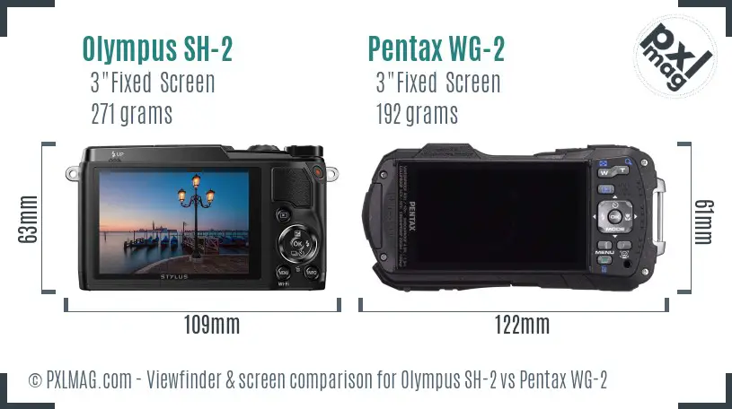 Olympus SH-2 vs Pentax WG-2 Screen and Viewfinder comparison