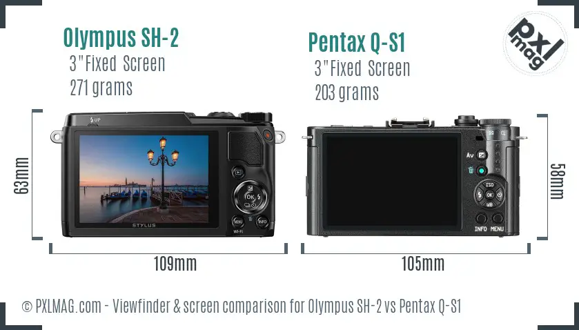 Olympus SH-2 vs Pentax Q-S1 Screen and Viewfinder comparison