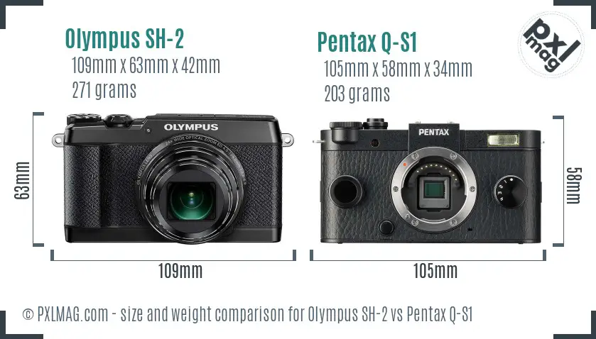 Olympus SH-2 vs Pentax Q-S1 size comparison