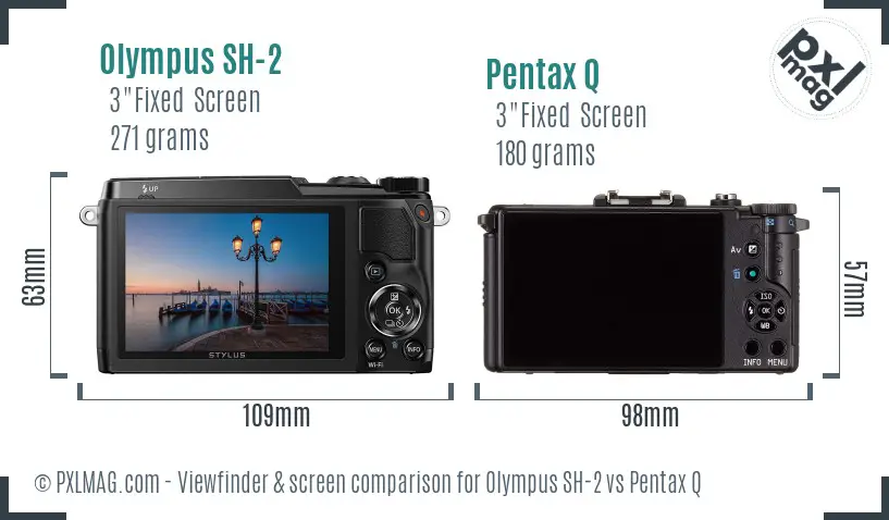 Olympus SH-2 vs Pentax Q Screen and Viewfinder comparison