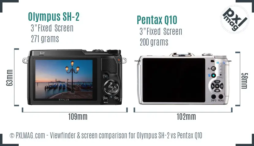 Olympus SH-2 vs Pentax Q10 Screen and Viewfinder comparison