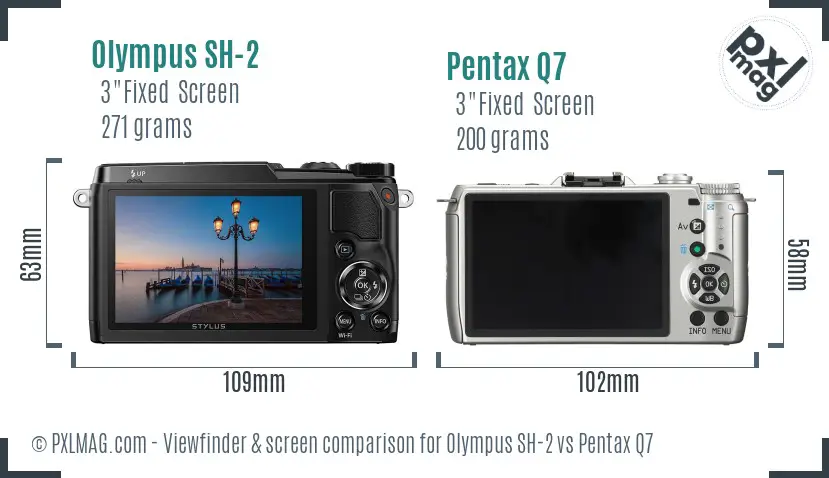 Olympus SH-2 vs Pentax Q7 Screen and Viewfinder comparison