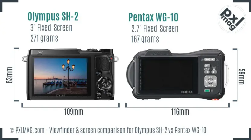 Olympus SH-2 vs Pentax WG-10 Screen and Viewfinder comparison