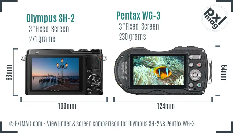 Olympus SH-2 vs Pentax WG-3 Screen and Viewfinder comparison