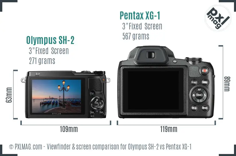 Olympus SH-2 vs Pentax XG-1 Screen and Viewfinder comparison