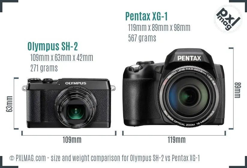 Olympus SH-2 vs Pentax XG-1 size comparison