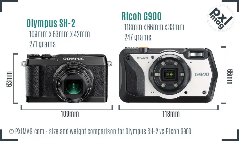 Olympus SH-2 vs Ricoh G900 size comparison Olympus SH-2 vs Ricoh G900 size comparison