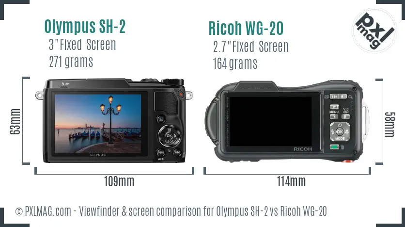 Olympus SH-2 vs Ricoh WG-20 Screen and Viewfinder comparison