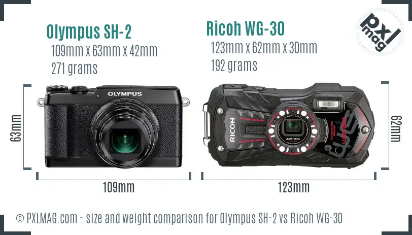 Olympus SH-2 vs Ricoh WG-30 size comparison Olympus SH-2 vs Ricoh WG-30 size comparison
