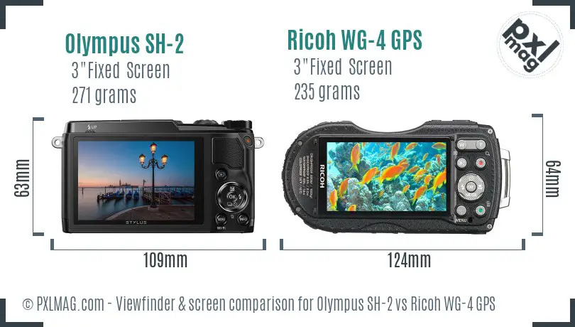 Olympus SH-2 vs Ricoh WG-4 GPS Screen and Viewfinder comparison