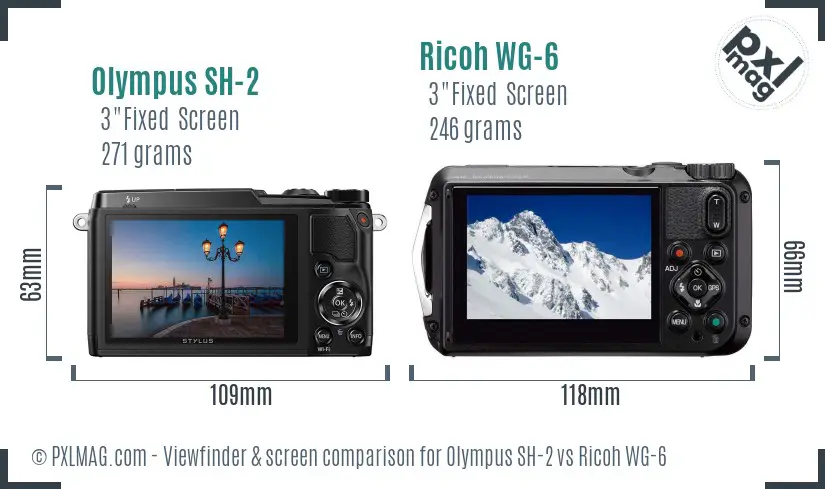 Olympus SH-2 vs Ricoh WG-6 Screen and Viewfinder comparison