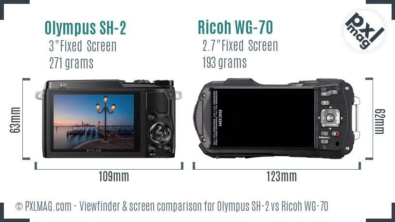 Olympus SH-2 vs Ricoh WG-70 Screen and Viewfinder comparison