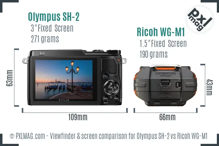 Olympus SH-2 vs Ricoh WG-M1 Screen and Viewfinder comparison