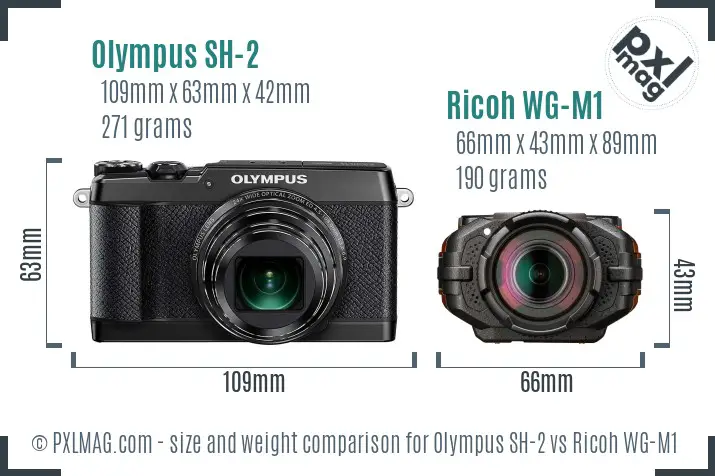 Olympus SH-2 vs Ricoh WG-M1 size comparison