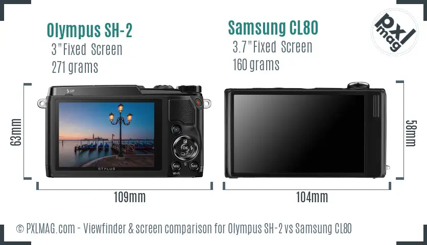 Olympus SH-2 vs Samsung CL80 Screen and Viewfinder comparison Olympus SH-2 vs Samsung CL80 Screen and Viewfinder comparison