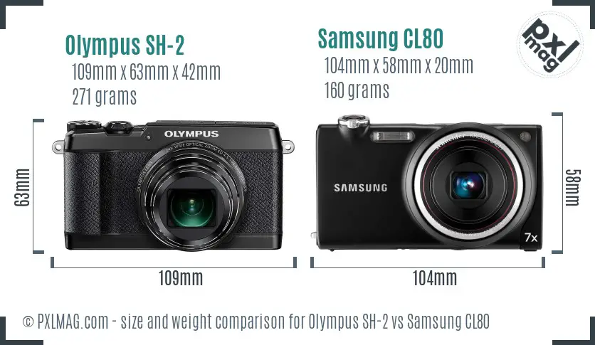 Olympus SH-2 vs Samsung CL80 size comparison Olympus SH-2 vs Samsung CL80 size comparison