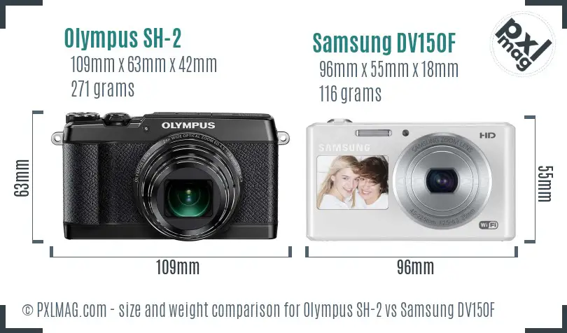 Olympus SH-2 vs Samsung DV150F size comparison Olympus SH-2 vs Samsung DV150F size comparison