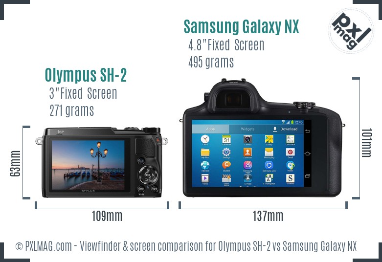 Olympus SH-2 vs Samsung Galaxy NX Screen and Viewfinder comparison