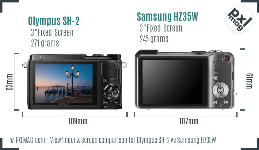 Olympus SH-2 vs Samsung HZ35W Screen and Viewfinder comparison Olympus SH-2 vs Samsung HZ35W Screen and Viewfinder comparison
