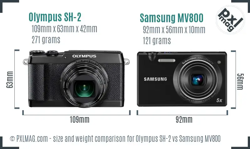Olympus SH-2 vs Samsung MV800 size comparison