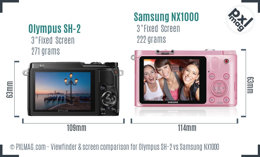 Olympus SH-2 vs Samsung NX1000 Screen and Viewfinder comparison