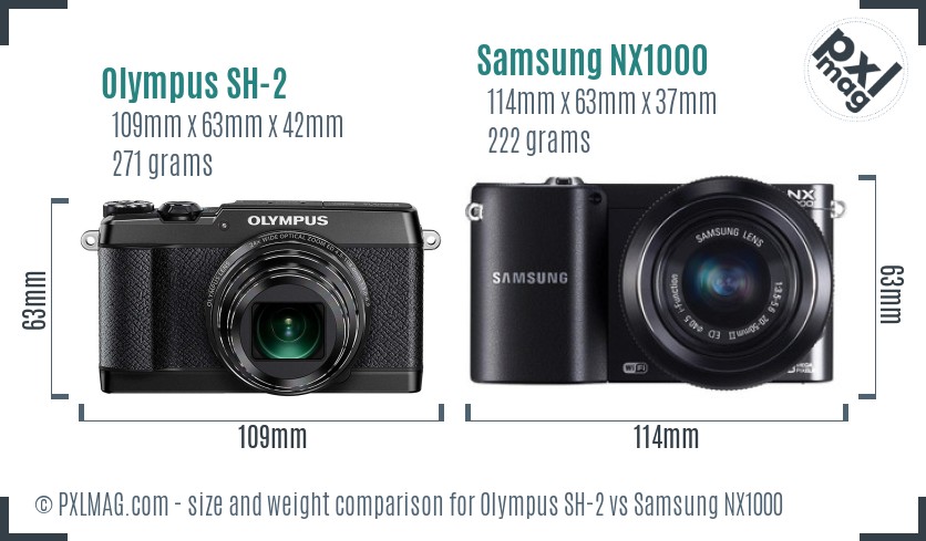 Olympus SH-2 vs Samsung NX1000 size comparison Olympus SH-2 vs Samsung NX1000 size comparison