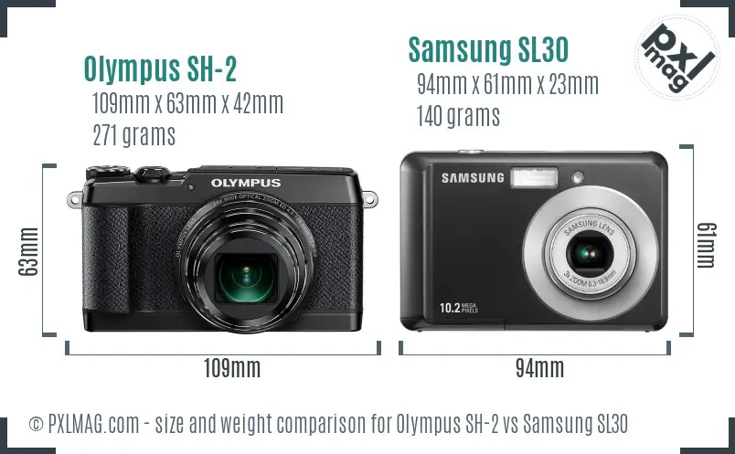 Olympus SH-2 vs Samsung SL30 size comparison