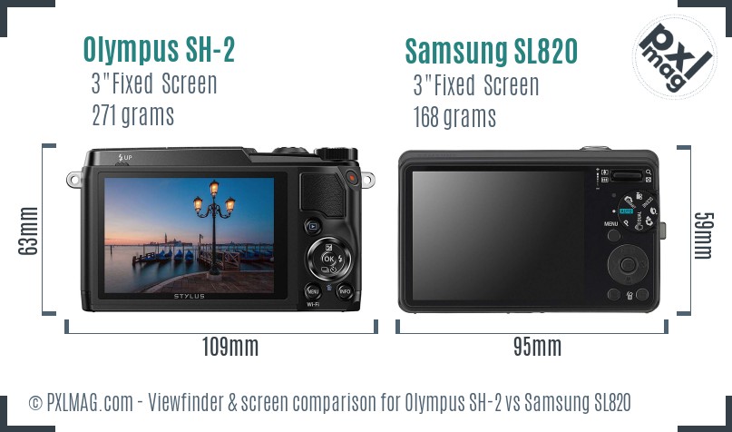 Olympus SH-2 vs Samsung SL820 Screen and Viewfinder comparison