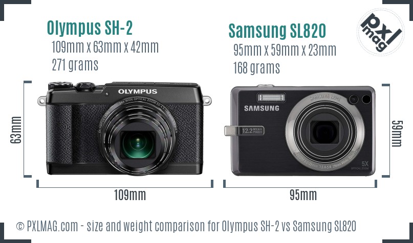 Olympus SH-2 vs Samsung SL820 size comparison Olympus SH-2 vs Samsung SL820 size comparison