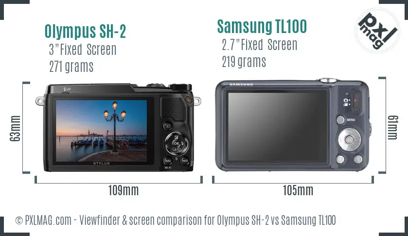 Olympus SH-2 vs Samsung TL100 Screen and Viewfinder comparison