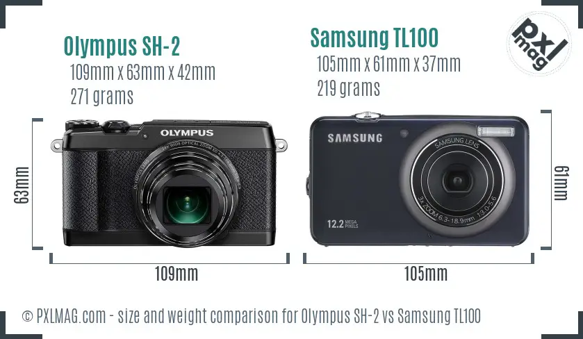 Olympus SH-2 vs Samsung TL100 size comparison