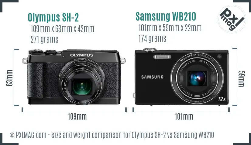 Olympus SH-2 vs Samsung WB210 size comparison