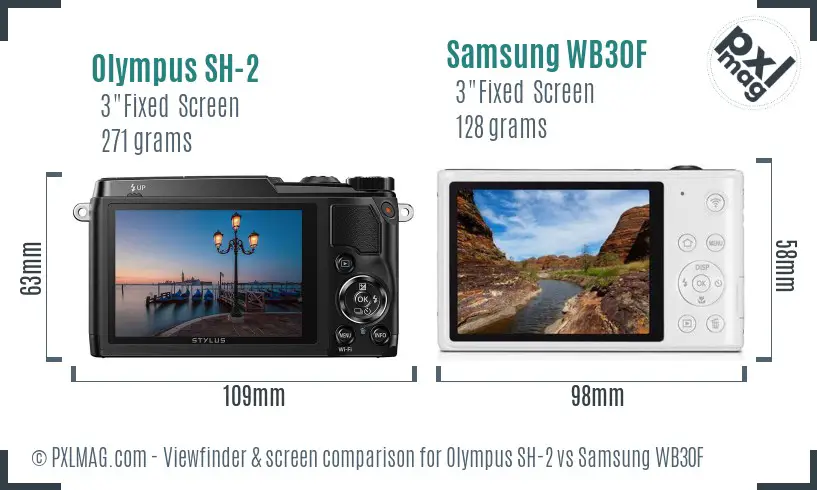 Olympus SH-2 vs Samsung WB30F Screen and Viewfinder comparison Olympus SH-2 vs Samsung WB30F Screen and Viewfinder comparison