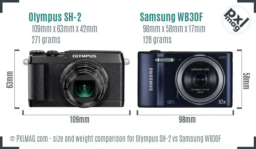 Olympus SH-2 vs Samsung WB30F size comparison Olympus SH-2 vs Samsung WB30F size comparison