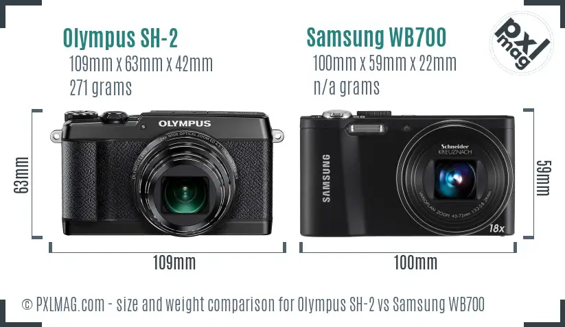 Olympus SH-2 vs Samsung WB700 size comparison