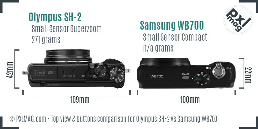 Olympus SH-2 vs Samsung WB700 top view buttons comparison