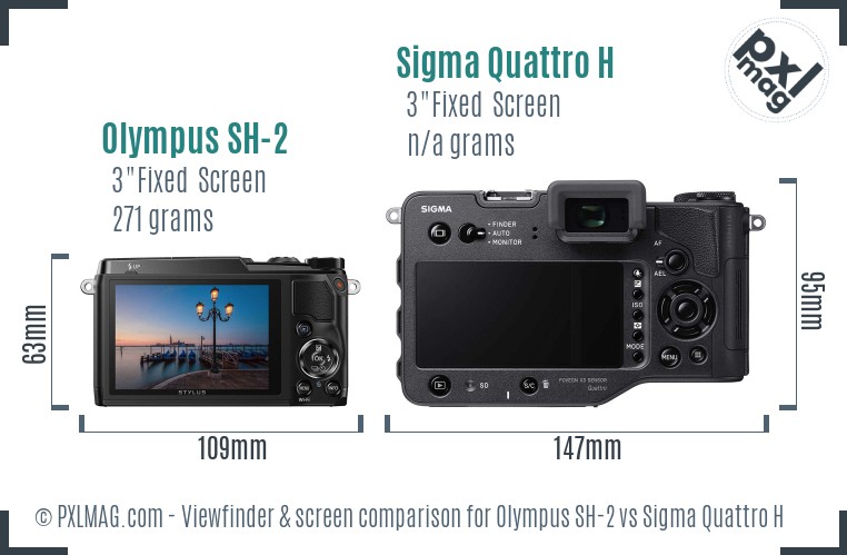 Olympus SH-2 vs Sigma Quattro H Screen and Viewfinder comparison
