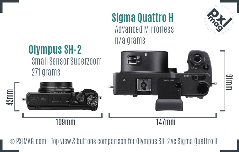 Olympus SH-2 vs Sigma Quattro H top view buttons comparison