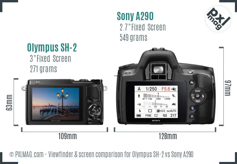 Olympus SH-2 vs Sony A290 Screen and Viewfinder comparison