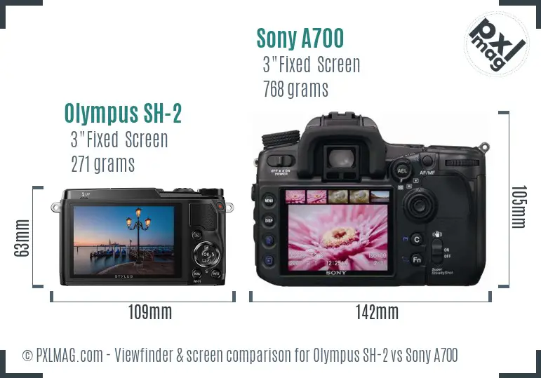 Olympus SH-2 vs Sony A700 Screen and Viewfinder comparison