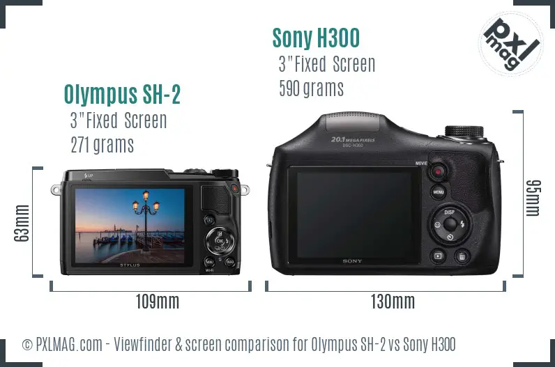 Olympus SH-2 vs Sony H300 Screen and Viewfinder comparison