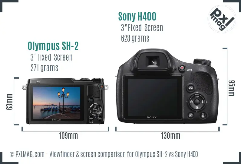 Olympus SH-2 vs Sony H400 Screen and Viewfinder comparison