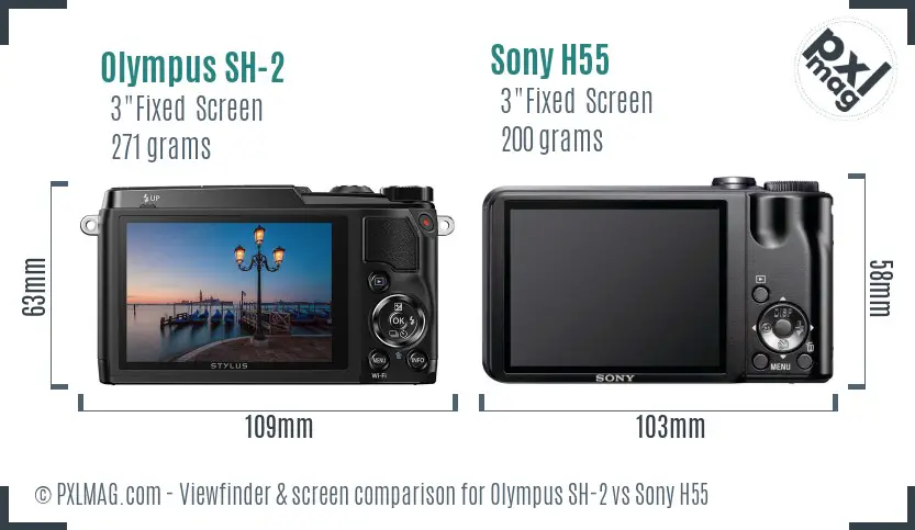 Olympus SH-2 vs Sony H55 Screen and Viewfinder comparison