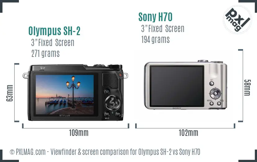 Olympus SH-2 vs Sony H70 Screen and Viewfinder comparison